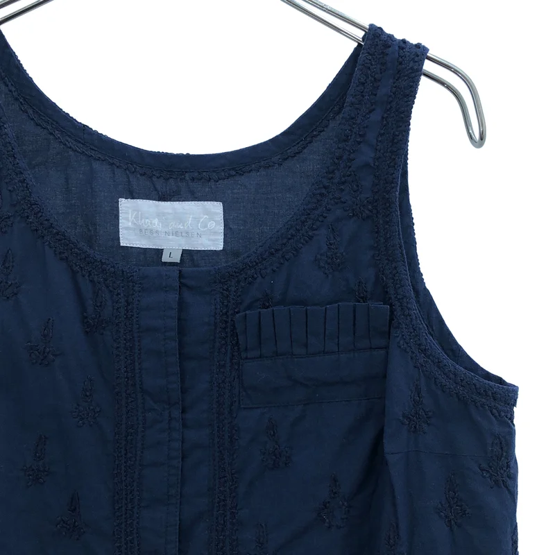 Khadi and Co / カディー&コー | コットン 刺しゅう ノースリーブブラウス | L | レディース