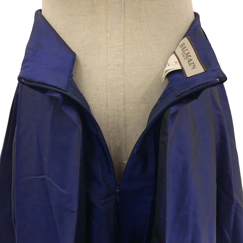BALMAIN / バルマン | silk 100％ / シルク バックジップ ボリューム ワンピース | 36 | レディース