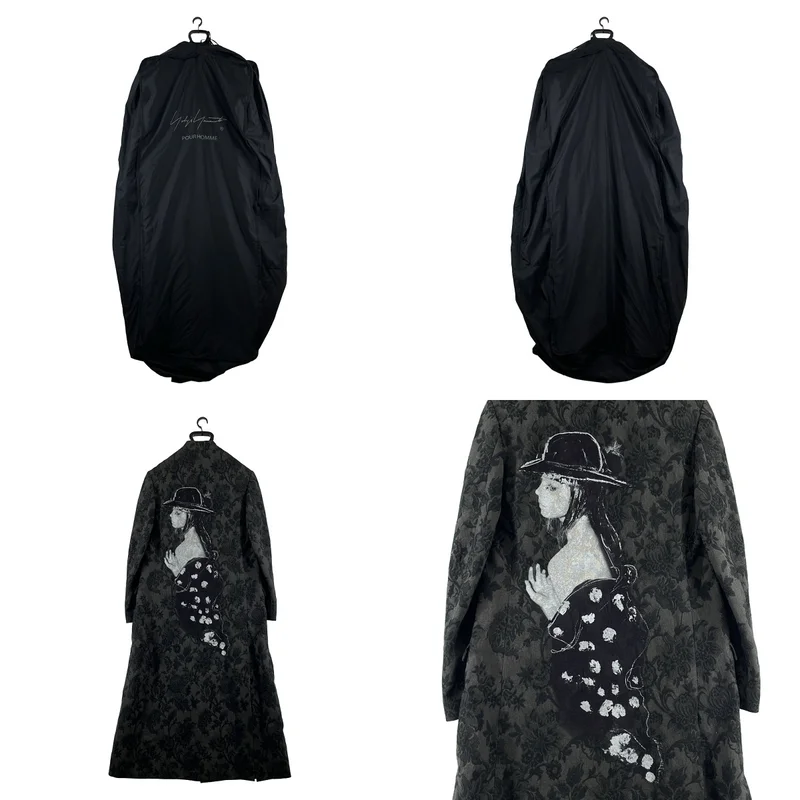 YOHJI YAMAMOTO POUR HOMME / ヨウジヤマモトプールオム | 2024AW | 墨染 ジャガード  女性プリント ダブルブレスト ロングジャケット コート | 2 | メンズ
