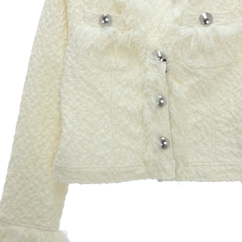 PRANK PROJECT / プランクプロジェクト | Fringe Jacquard Cardigan / フリンジ ジャガードカーディガン ジャケット | F | レディース