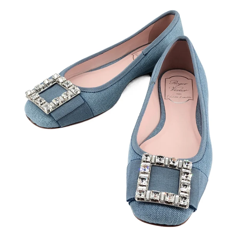 Roger Vivier / ロジェ・ヴィヴィエ | 2024SS | ビジュー装飾 デニム バレエシューズ | 37 | レディース