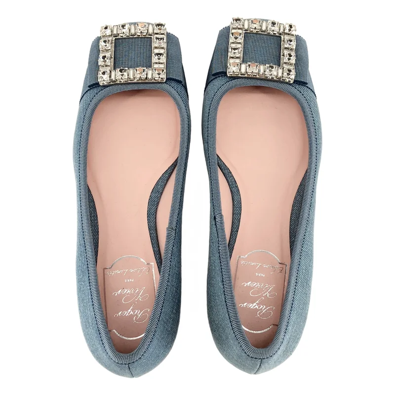 Roger Vivier / ロジェ・ヴィヴィエ | 2024SS | ビジュー装飾 デニム バレエシューズ | 37 | レディース