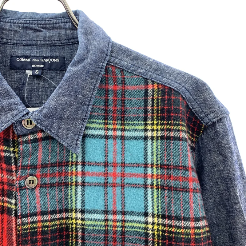 COMME des GARCONS HOMME / コムデギャルソンオム | 2008AW | 異素材 切替 チェック シャツ | S | メンズ
