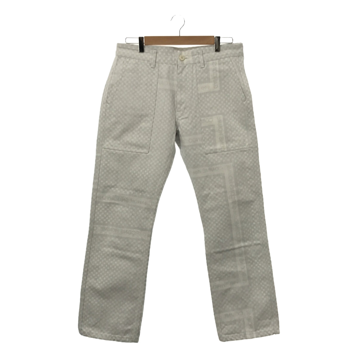 COMME des GARCONS HOMME / コムデギャルソンオム | 2004SS | チェッカーフラッグロゴパンツ | M | ホワイト/ライトブルー | メンズ COMME des GARCONS HOMME / コムデギャルソンオム | 2004SS