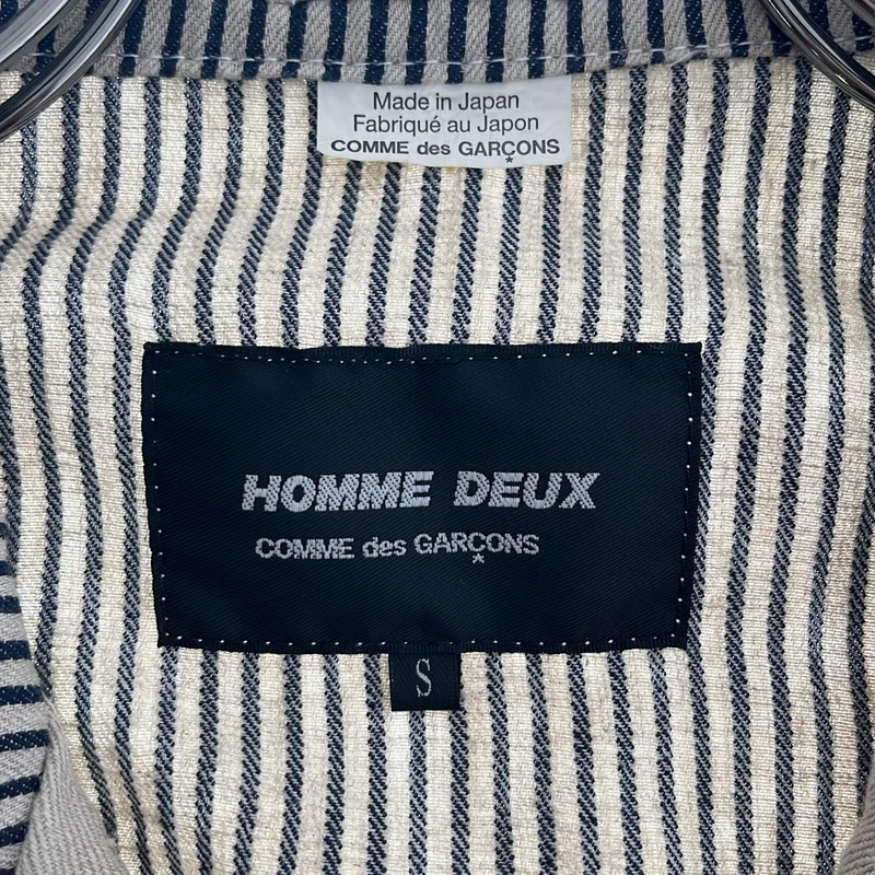 COMME des GARCONS HOMME DEUX / コムデギャルソンオムドゥ | 2014SS | 洗い加工 ストライプ切り替え 4B テーラードジャケット | S | メンズ