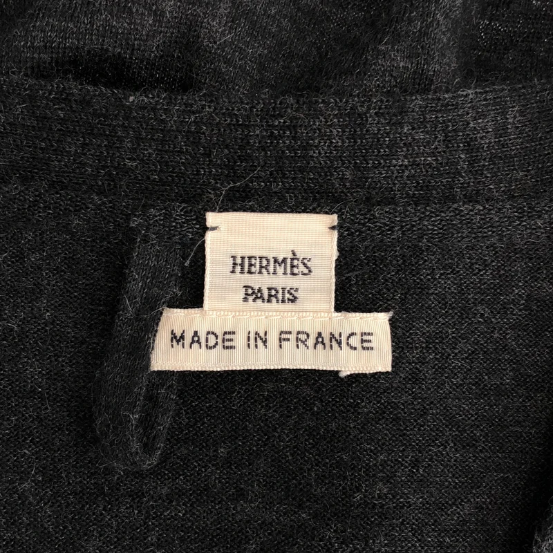 HERMES / エルメス | シルク プリント切替 Vネックカーディガン | 38 | レディース