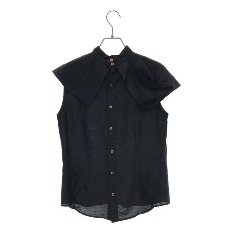 tricot COMME des GARCONS / トリココムデギャルソン | シルク スタンドカラー ノースリーブ ブラウス |