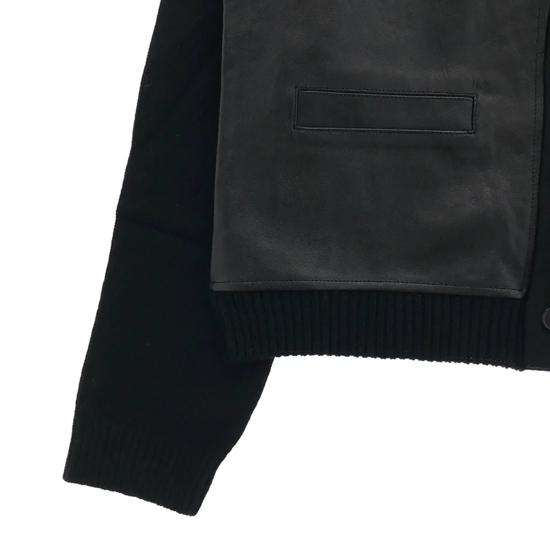 SAINT LAURENT PARIS / サンローランパリ | 2013AW | エディ期 レザー切り替え ニットカーディガン | XL | メンズ