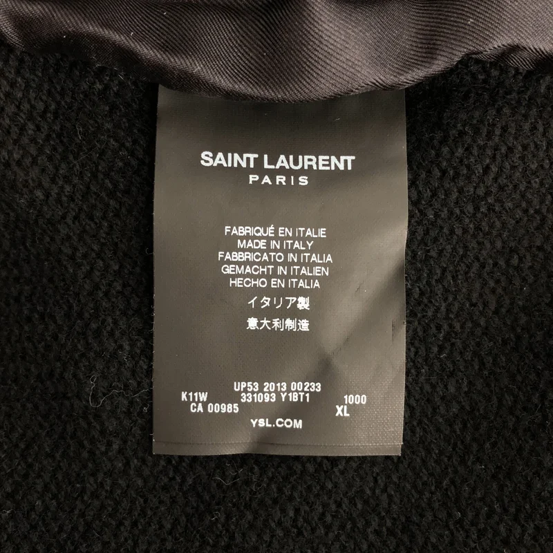 SAINT LAURENT PARIS / サンローランパリ | 2013AW | エディ期 レザー切り替え ニットカーディガン | XL | メンズ