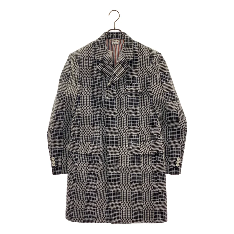 THOM BROWNE / トムブラウン | エンブロイダリー チェック バルカラーコート | 2 | メンズ