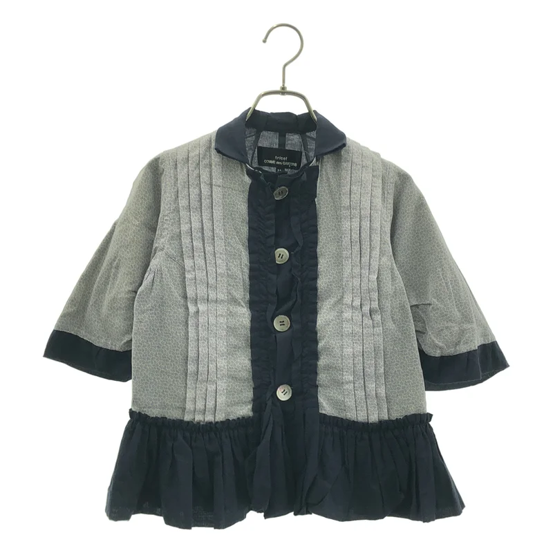 トリコ コムデギャルソン　ブラウス　フリル　ギャザー　ピンタック　ブラック　S tricot COMME des GARCONS / トリココムデギャルソン | 2008AW