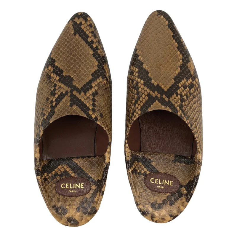 CELINE / セリーヌ | レザー パイゾン バブーシュ ミュール | 34 | レディース