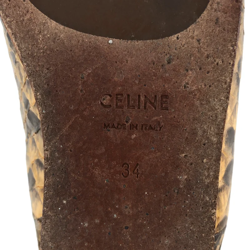 CELINE / セリーヌ | レザー パイゾン バブーシュ ミュール | 34 | レディース