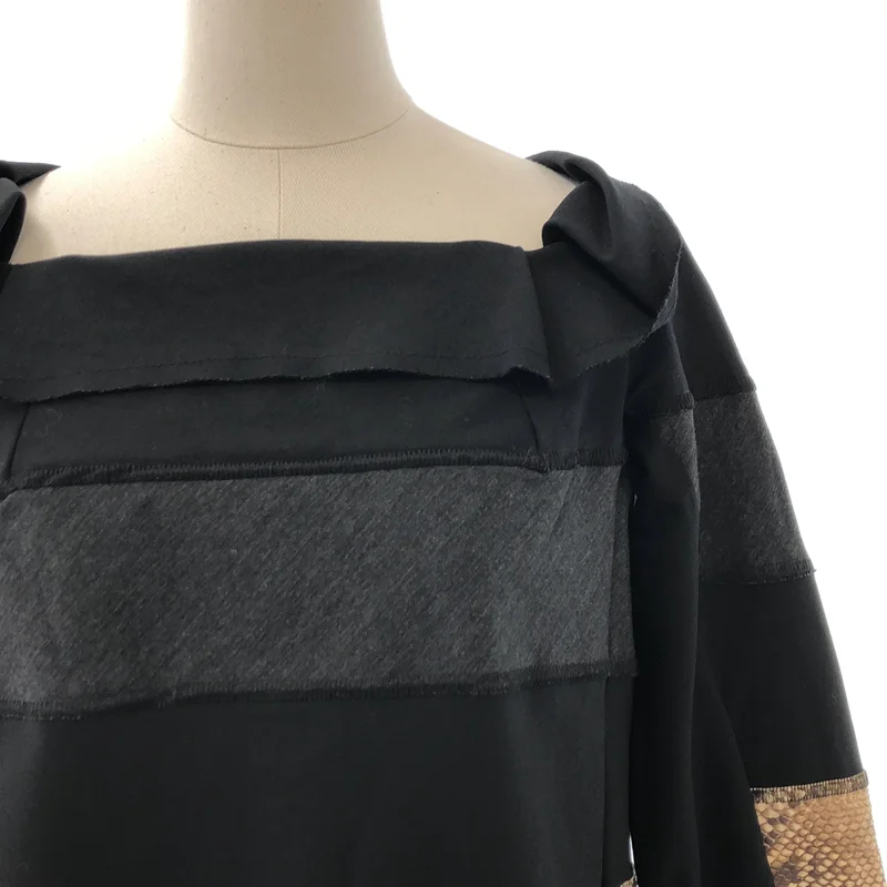 tricot COMME des GARCONS / トリココムデギャルソン | 2002AW | ウール パイソンレザー切り替え 製品洗い プルオーバーブラウス | M | レディース