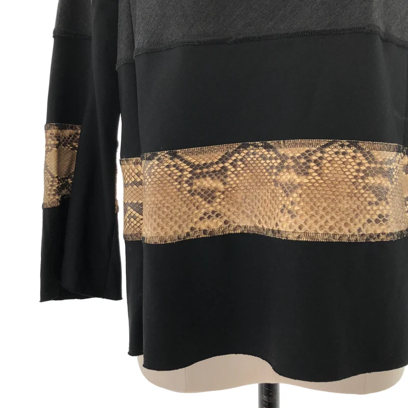 tricot COMME des GARCONS / トリココムデギャルソン | 2002AW | ウール パイソンレザー切り替え 製品洗い プルオーバーブラウス | M | レディース