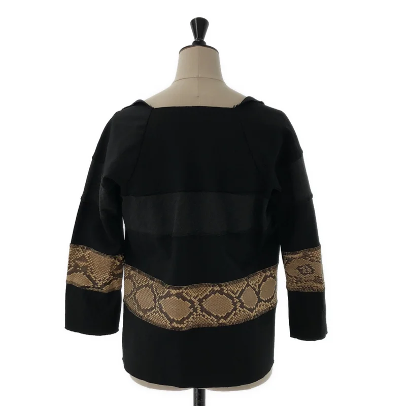 tricot COMME des GARCONS / トリココムデギャルソン | 2002AW | ウール パイソンレザー切り替え 製品洗い プルオーバーブラウス | M | レディース