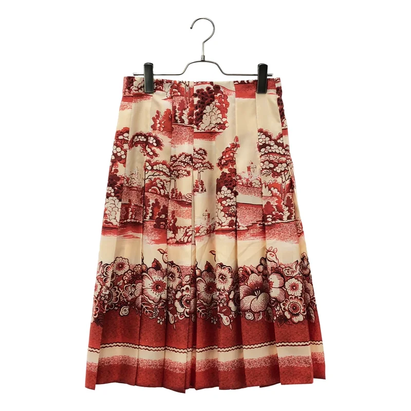 GUCCI / グッチ | シルク 総柄 プリーツスカート | 42 | レディース
