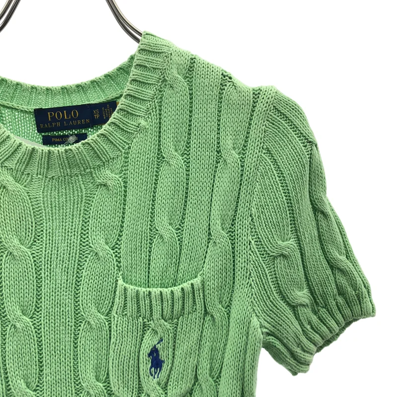 POLO RALPH LAUREN / ポロラルフローレン | コットン ケーブル ショートスリーブ ニット | XS | レディース