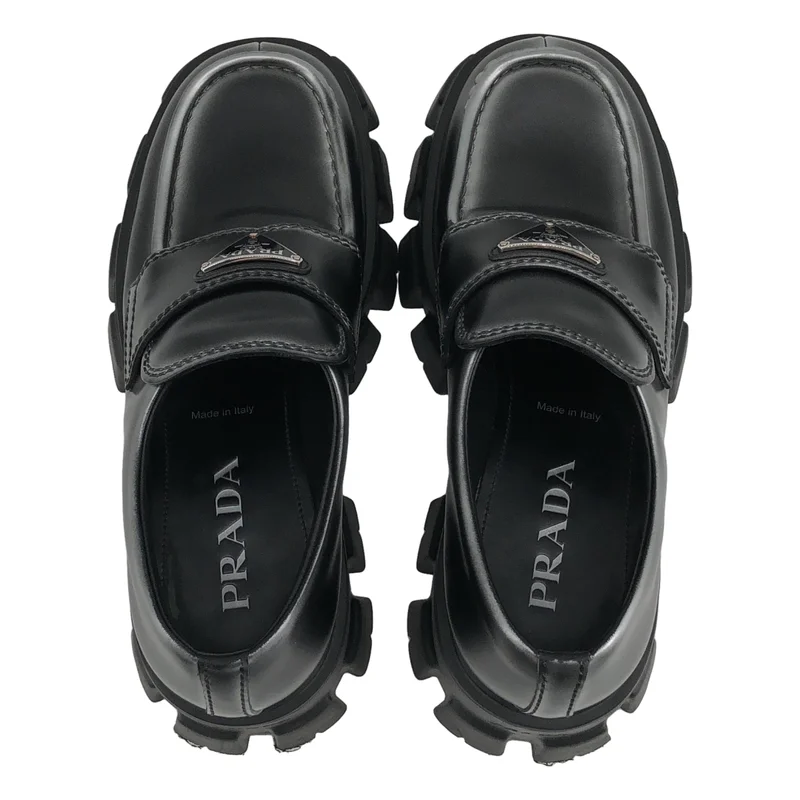 PRADA / プラダ | モノリス ブラッシュドレザー トライアングルロゴ プラットフォームローファー | 6 1/2 | メンズ