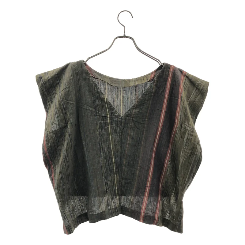 ISSEY MIYAKE / イッセイミヤケ | 筆タグ / コットン リネン スリット トップス | 9 | レディース