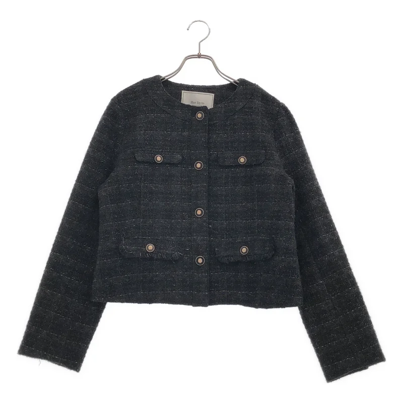 Herlipto / ハーリップトゥ | Charlotte Tweed Jacket ノーカラー ツイードジャケット | M | レディース