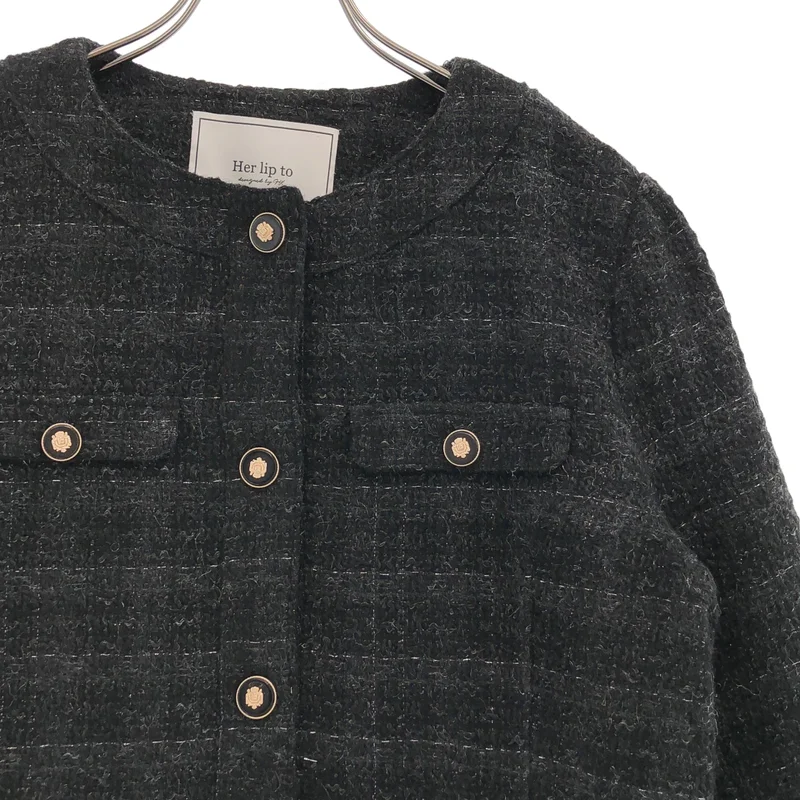 Herlipto / ハーリップトゥ | Charlotte Tweed Jacket ノーカラー ツイードジャケット | M | レディース
