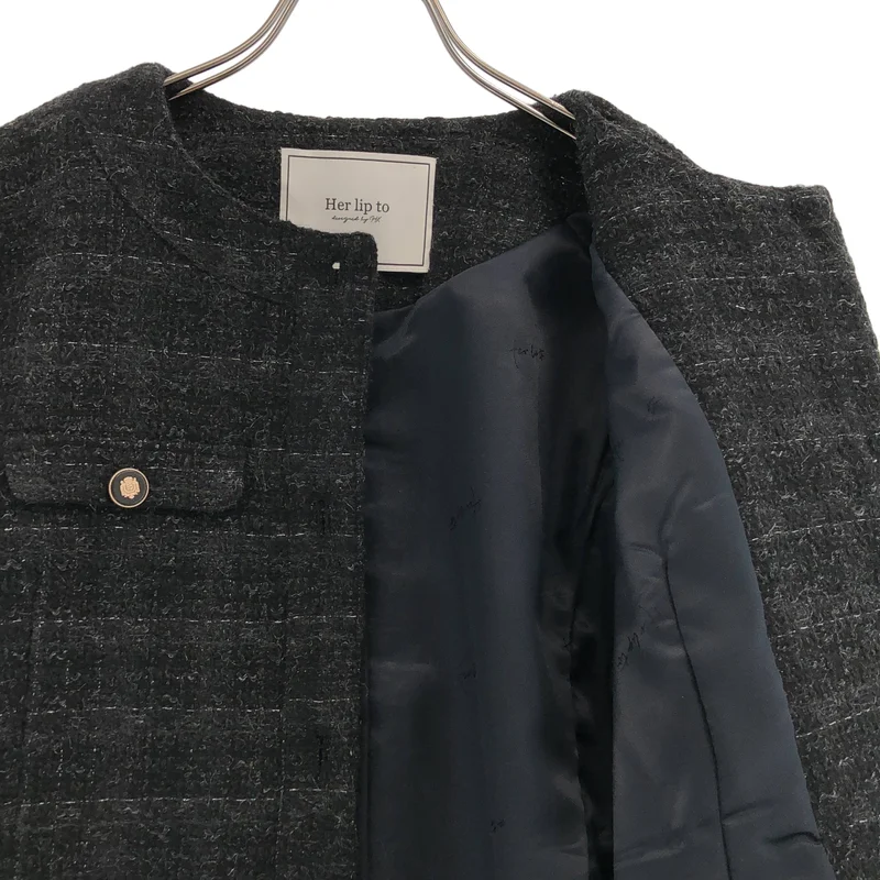 Herlipto / ハーリップトゥ | Charlotte Tweed Jacket ノーカラー ツイードジャケット | M | レディース