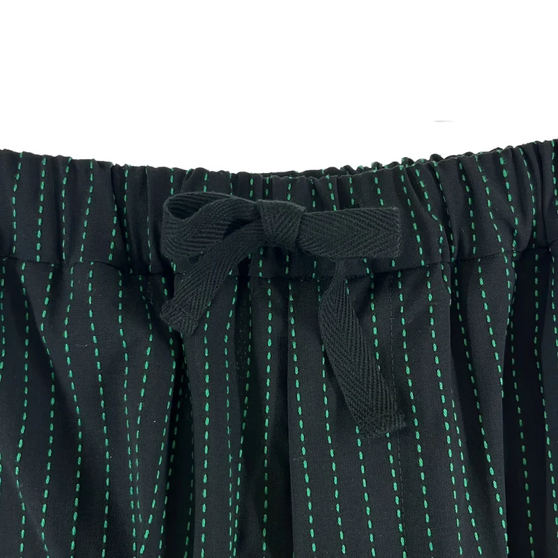 CORNIER / コルニエ | Super160s WOOL/COTTON SASHIKO STITCHING EASY PANTS / ストライプ ドローストリング パンツ | L | メンズ