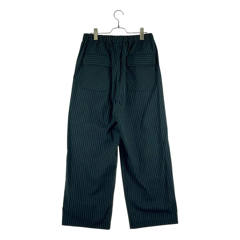 CORNIER / コルニエ | Super160s WOOL/COTTON SASHIKO STITCHING EASY PANTS / ストライプ ドローストリング パンツ | L | メンズ