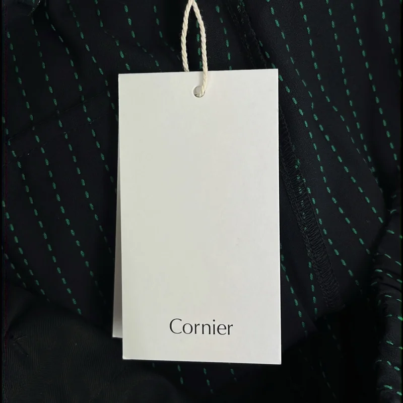 CORNIER / コルニエ | Super160s WOOL/COTTON SASHIKO STITCHING EASY PANTS / ストライプ ドローストリング パンツ | L | メンズ