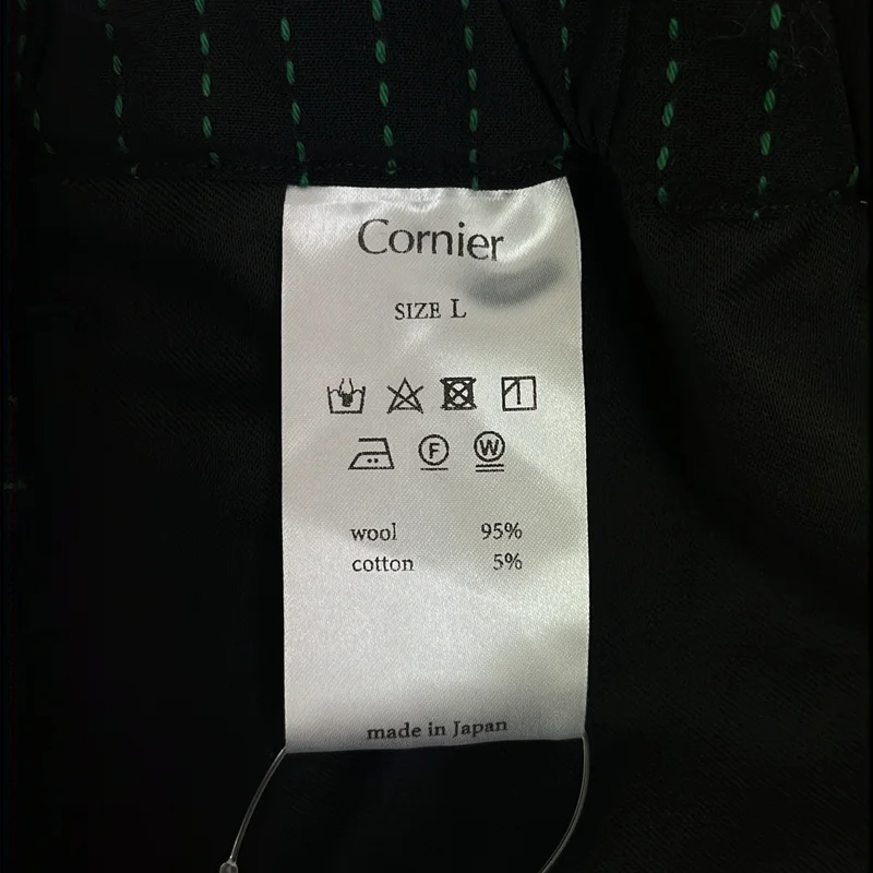 CORNIER / コルニエ | Super160s WOOL/COTTON SASHIKO STITCHING EASY PANTS / ストライプ ドローストリング パンツ | L | メンズ