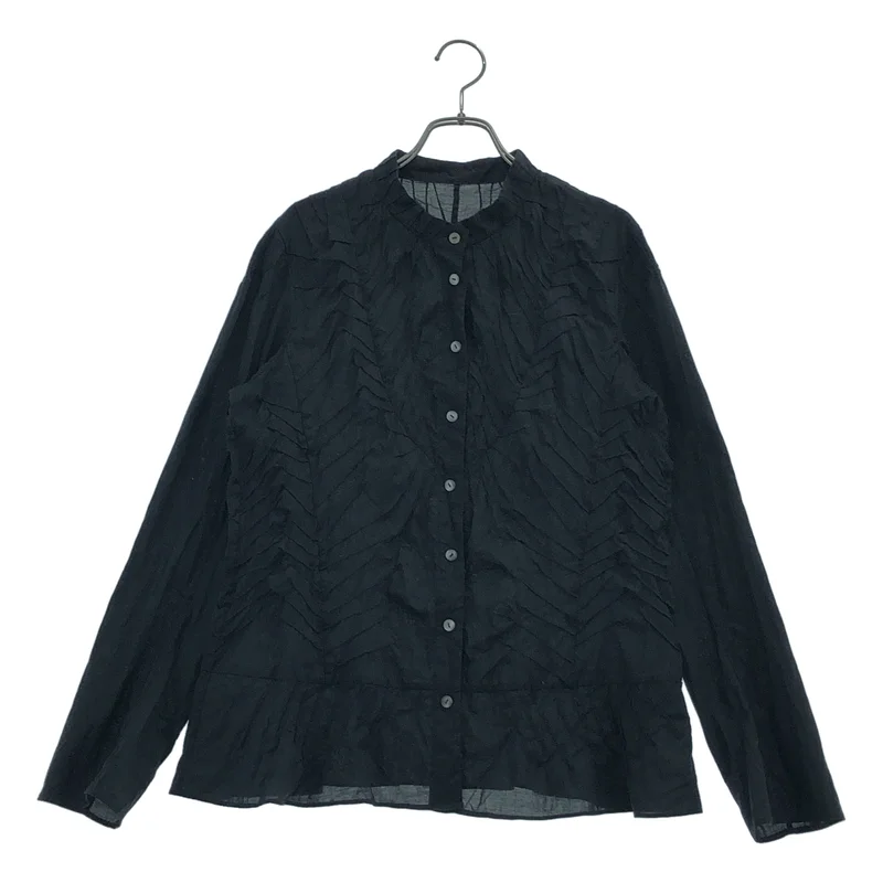 HaaT ISSEY MIYAKE / ハートイッセイミヤケ | コットン ランダムプリーツ バンドカラーシャツ | 3 | レディース