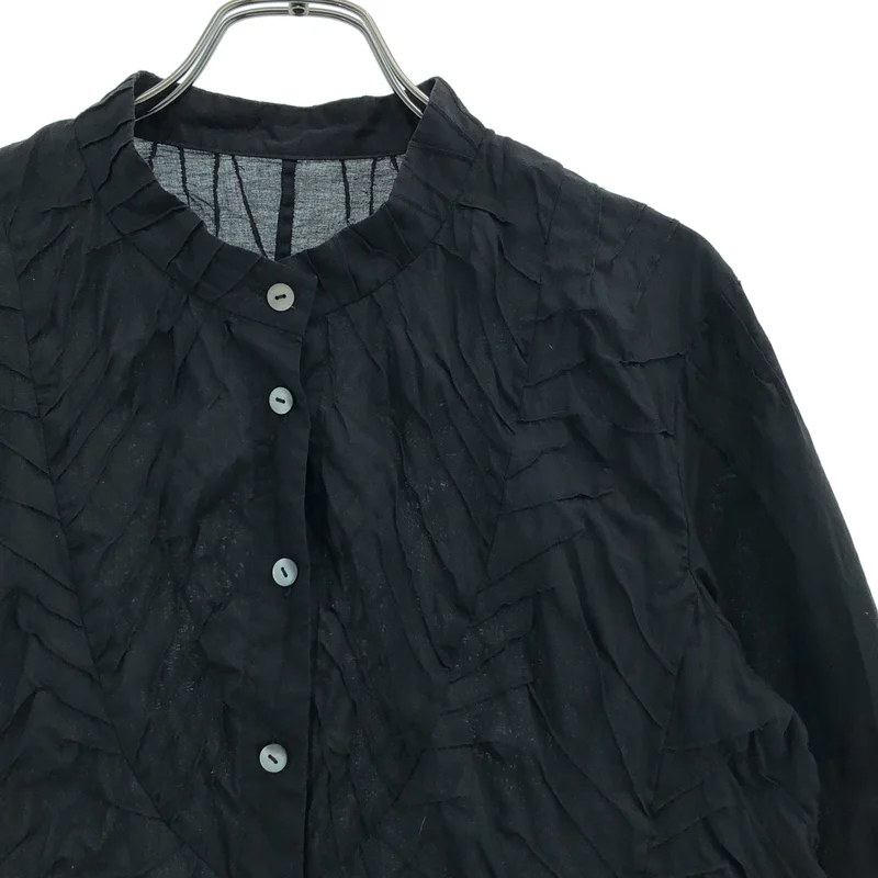 HaaT ISSEY MIYAKE / ハートイッセイミヤケ | コットン ランダムプリーツ バンドカラーシャツ | 3 | レディース