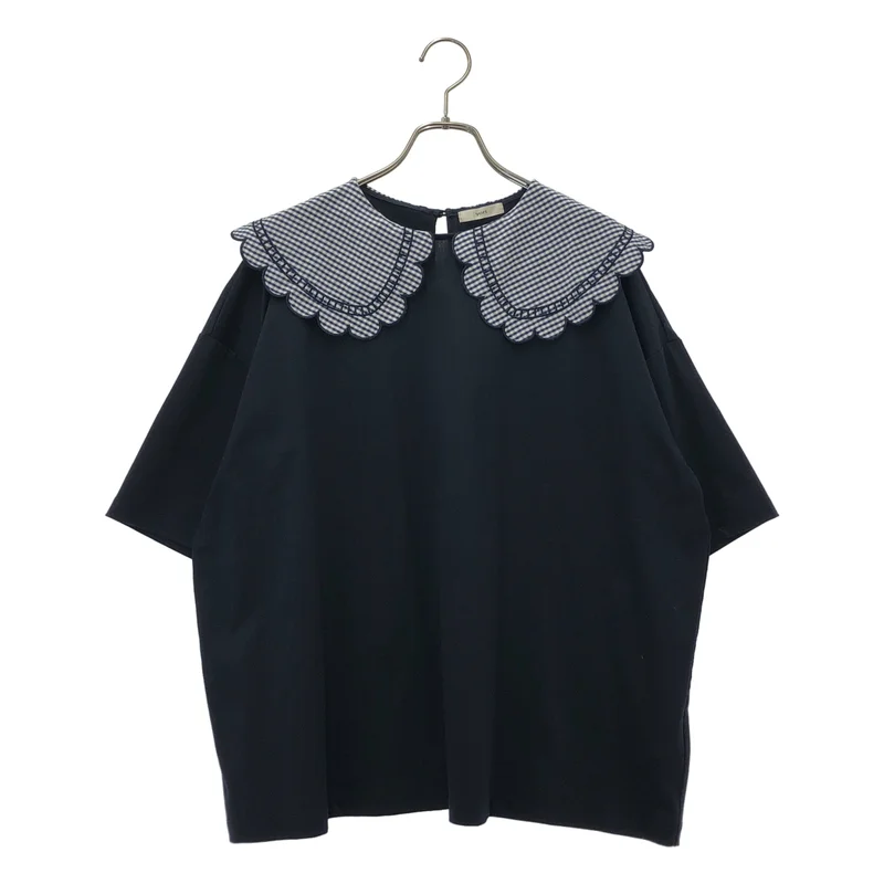 yori スカラップカラー ギンガムチェック半袖シャツ yori / ヨリ | ギンガムスカラップカラーTシャツ | F | レディース – KLD