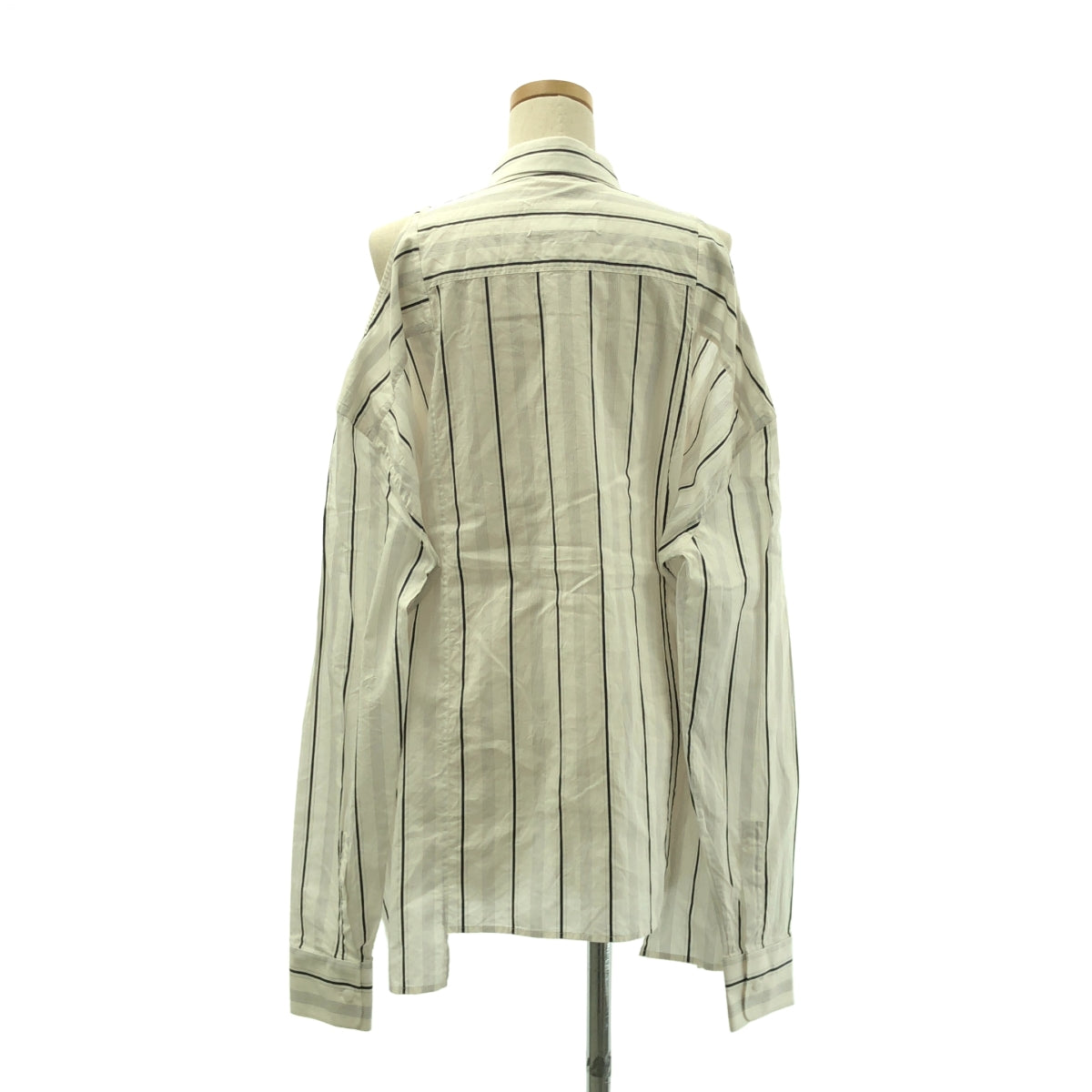 Maison Margiela / メゾンマルジェラ | 2020SS | ストライプ オーバーサイズ オープンショルダー シャツ | 36 | ホワイト | レディース Maison Margiela / メゾンマルジェラ | 2020SS | ストライプ オーバー
