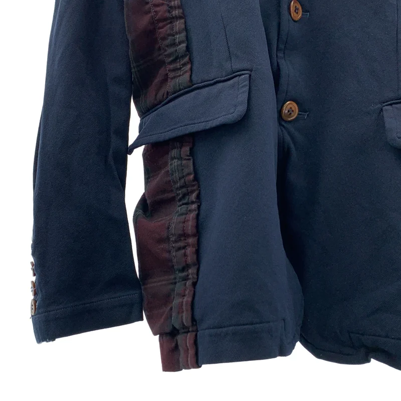 COMME des GARCONS HOMME PLUS / コムデギャルソンオムプリュス | 2010SS | ポリエステル縮絨 製品染め チェック切替 テーラードジャケット | XS | メンズ