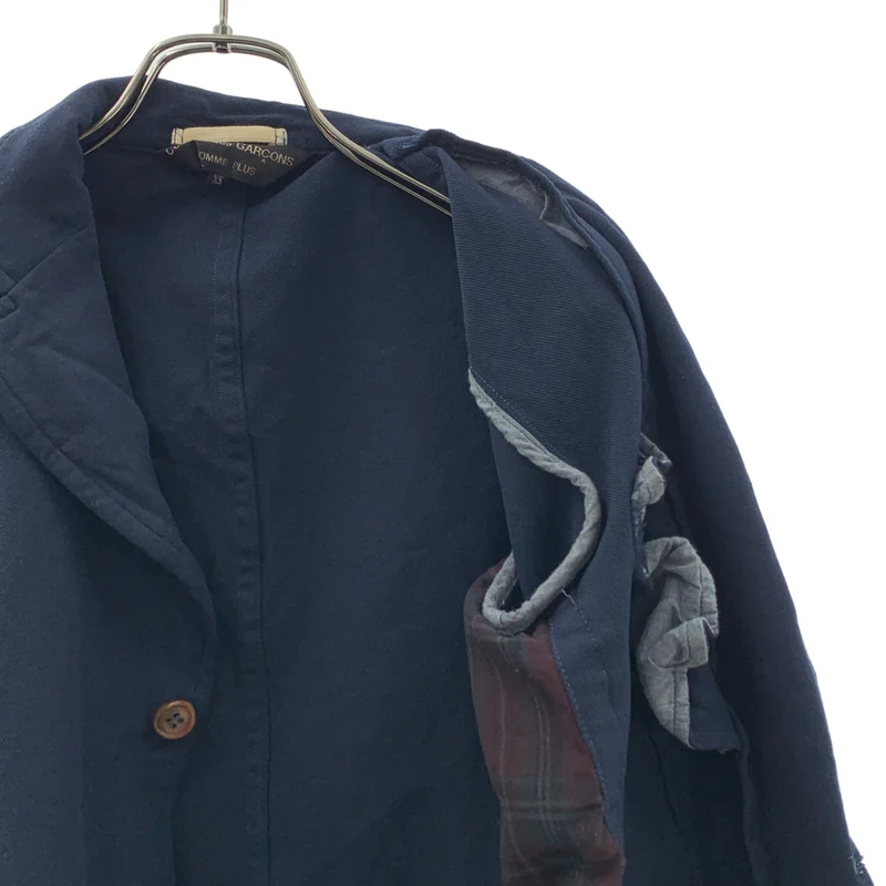 COMME des GARCONS HOMME PLUS / コムデギャルソンオムプリュス | 2010SS | ポリエステル縮絨 製品染め チェック切替 テーラードジャケット | XS | メンズ