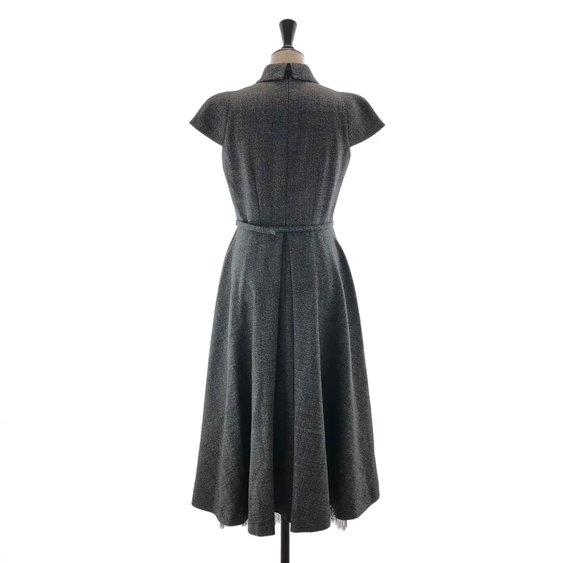 Christian Dior / クリスチャンディオール | ウール スリット レース ショートスリーブワンピース | 36 | レディース