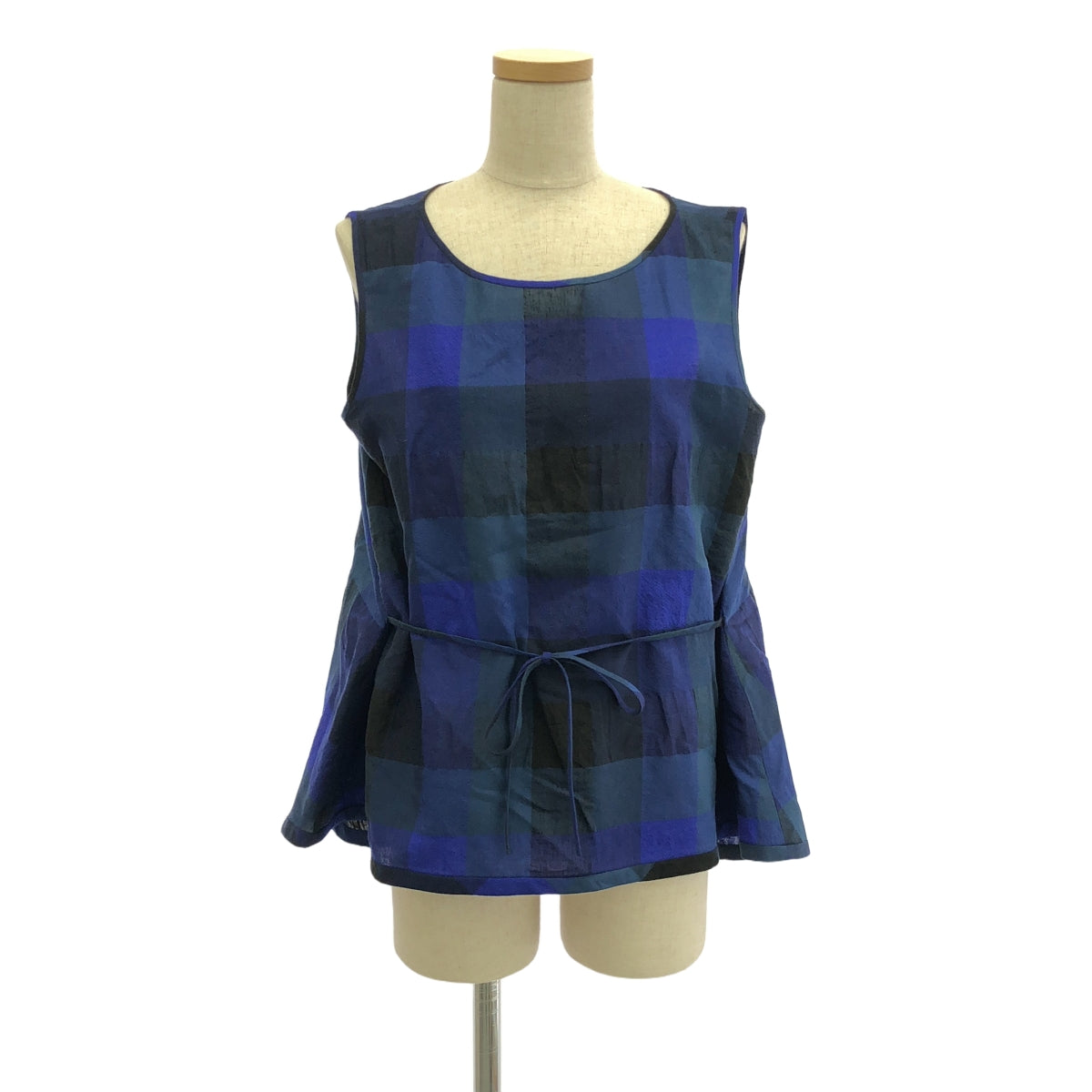 【美品】  mina perhonen / ミナペルホネン | join ブロックチェックシャツ | 38 | ネイビー | レディース 美品】 mina perhonen / ミナペルホネン | join ブロックチェック