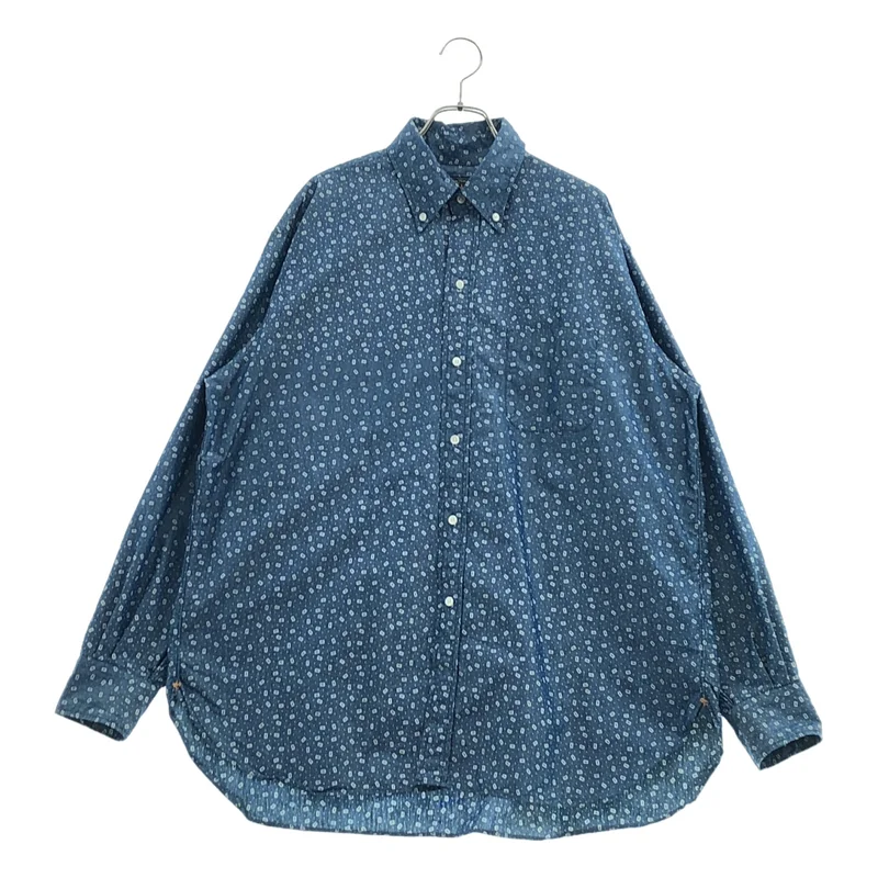 BEAMS PLUS / ビームスプラス | B.D. Classic-fit NYCO Indigo Chambray Discharge Print / 小紋柄 ボタンダウン シャンブレーシャツ | L | メンズ