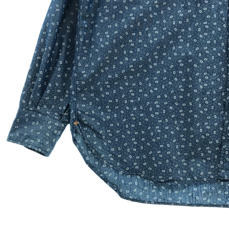 BEAMS PLUS / ビームスプラス | B.D. Classic-fit NYCO Indigo Chambray Discharge Print / 小紋柄 ボタンダウン シャンブレーシャツ | L | メンズ