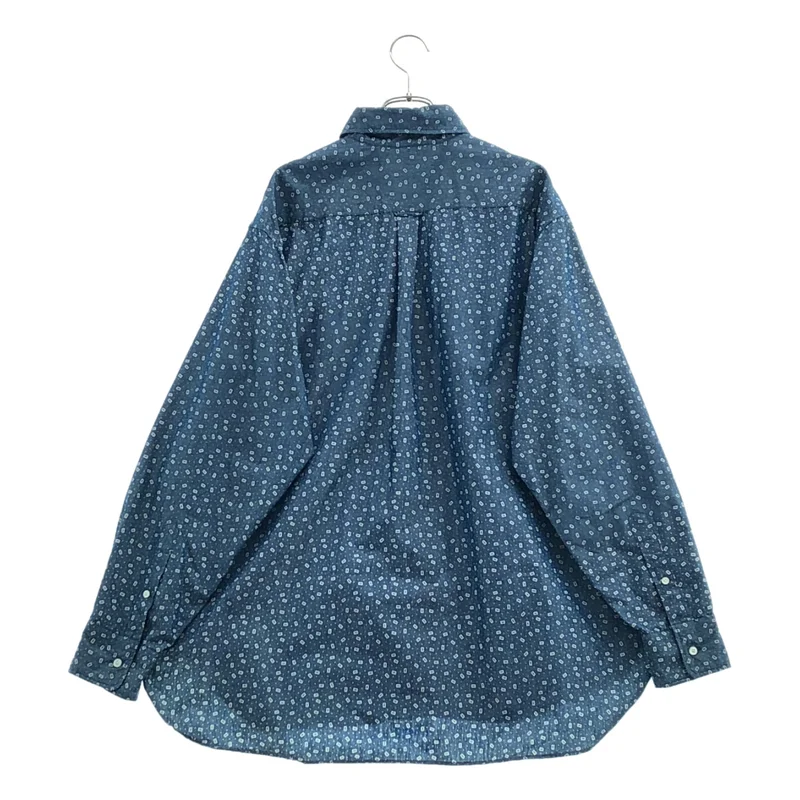 BEAMS PLUS / ビームスプラス | B.D. Classic-fit NYCO Indigo Chambray Discharge Print / 小紋柄 ボタンダウン シャンブレーシャツ | L | メンズ
