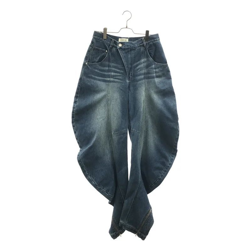 POOLDE / プールデ | 2026SS | LIQUID DENIM PANTS 裾ジップ デニムパンツ | L | レディース