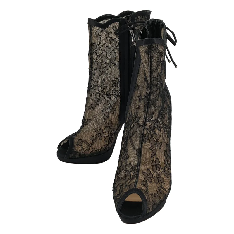 Christian Dior / クリスチャンディオール | レース オープントゥ ヒールブーツ | 36 | レディース