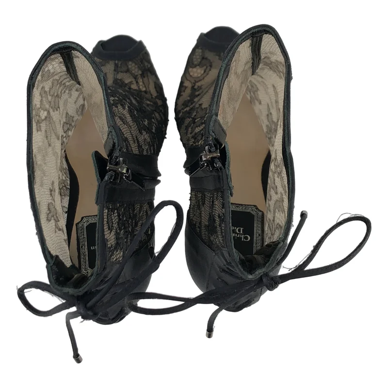Christian Dior / クリスチャンディオール | レース オープントゥ ヒールブーツ | 36 | レディース
