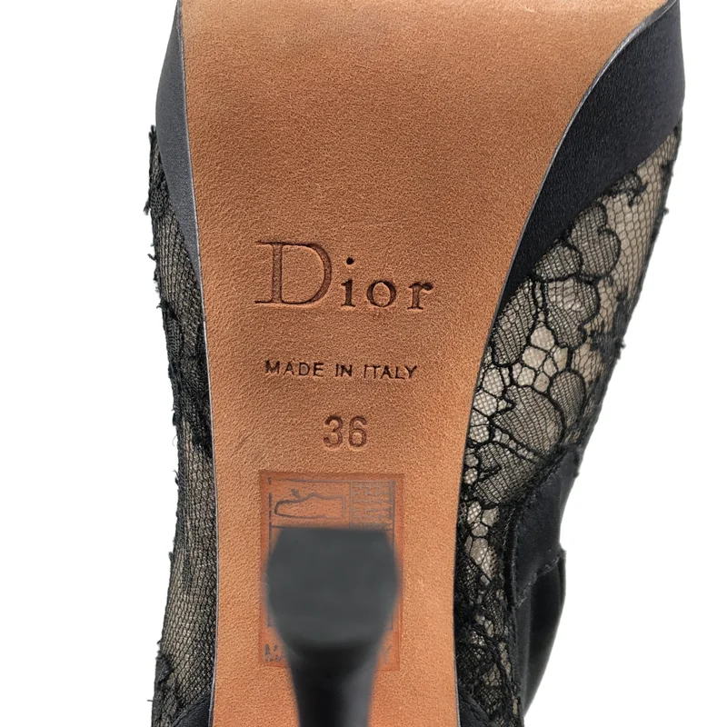 Christian Dior / クリスチャンディオール | レース オープントゥ ヒールブーツ | 36 | レディース