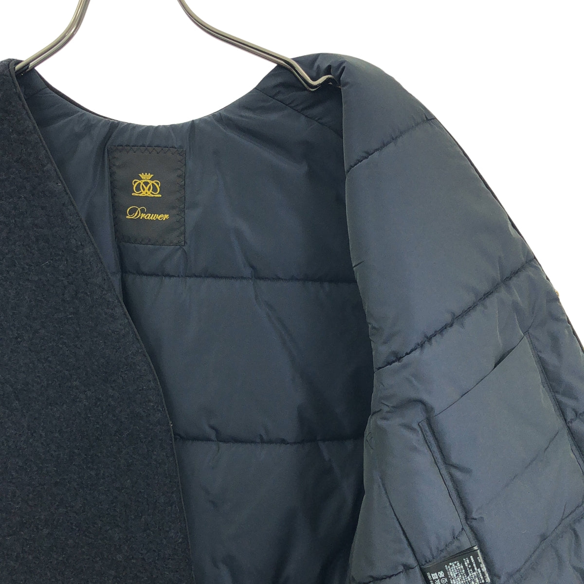【美品】  Drawer / ドゥロワー | FALL2 中綿 ボア ベスト | F | ネイビー | レディース 美品】 Drawer / ドゥロワー | FALL2 中綿 ボア ベスト | F | ネイビー