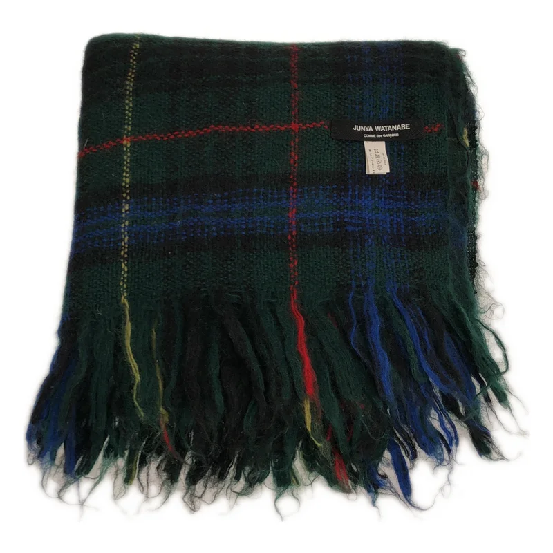 JUNYA WATANABE COMME des GARCONS / ジュンヤワタナベ | ウール チェック フリンジ マフラー JP-K403 |