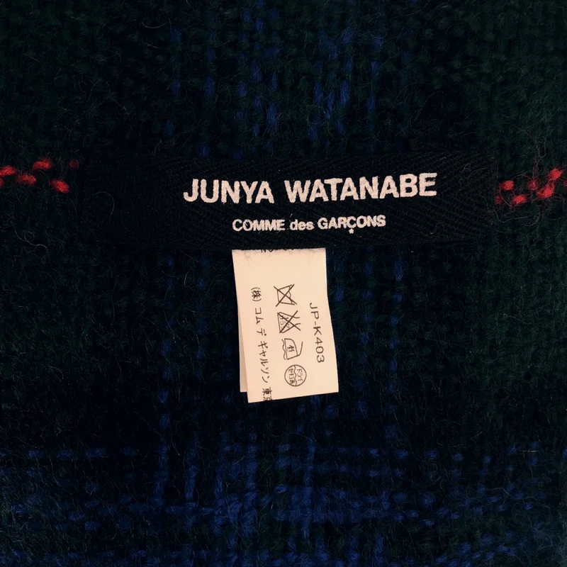 JUNYA WATANABE COMME des GARCONS / ジュンヤワタナベ | ウール チェック フリンジ マフラー JP-K403 |