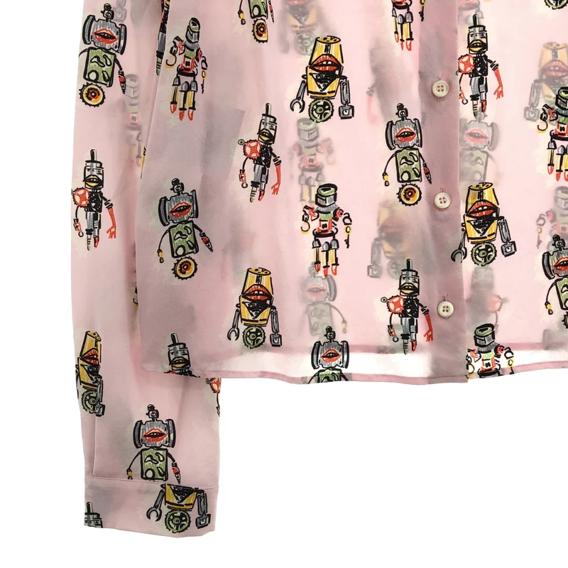 PRADA / プラダ | シルク ロボット 総柄 ショートシャツ | 42 | レディース